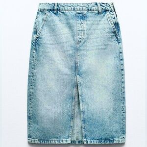 NWT Zara Midi Denim Skirt Size XS